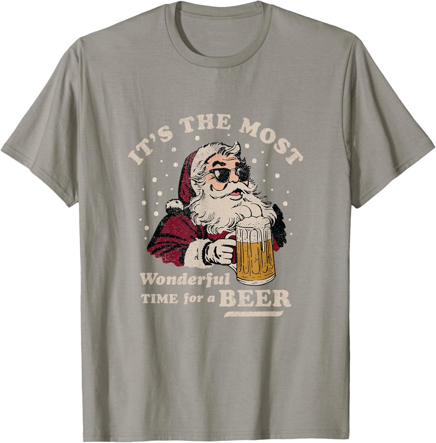 Funny Santa Beer Merry Christmas T-Shirt - T-Shirt | Sand