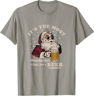 Funny Santa Beer Merry Christmas T-Shirt - T-Shirt | Sand