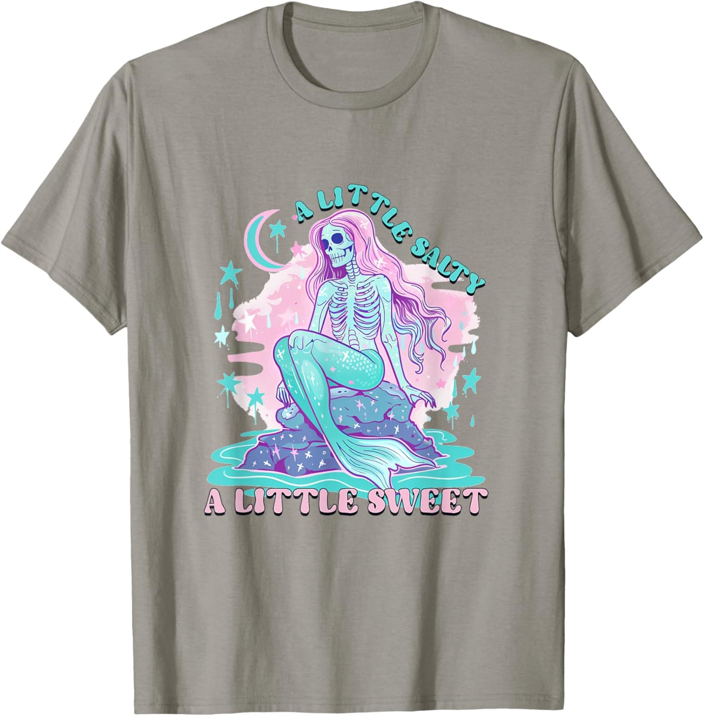 A Little Salty A Little Sweet Mermaid Skeleton Summerween Men Women T-Shirt - T-Shirt | Sand