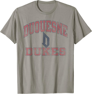 Duquesne Dukes Worn Gray Officially Licensed T-Shirt - T-Shirt | Sand
