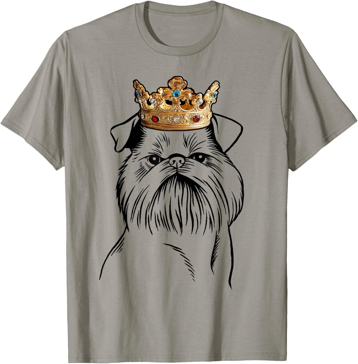 Brussels Griffon Dog Wearing Crown T-Shirt - T-Shirt | Sand
