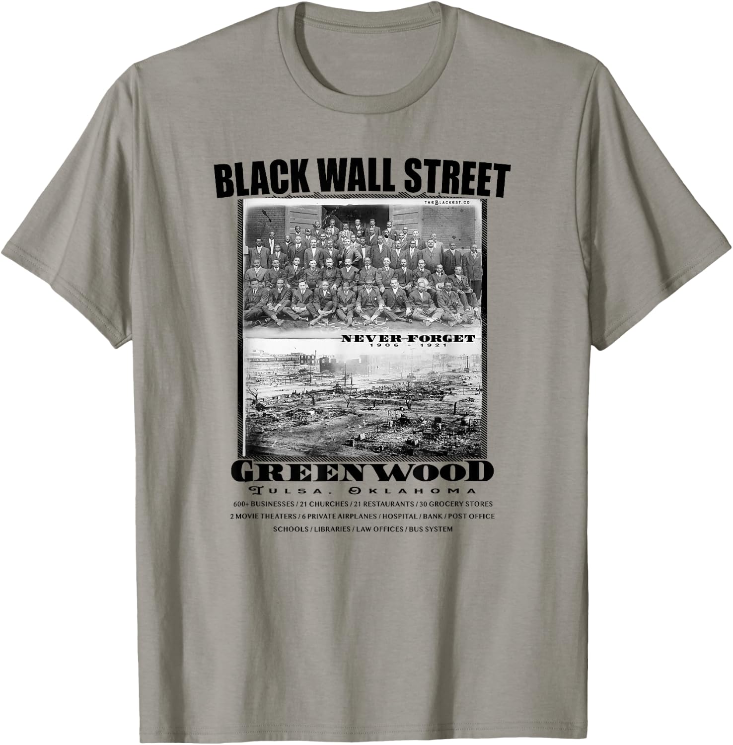 Black Wall Street Vintage Photos Black History T-Shirt - T-Shirt | Sand