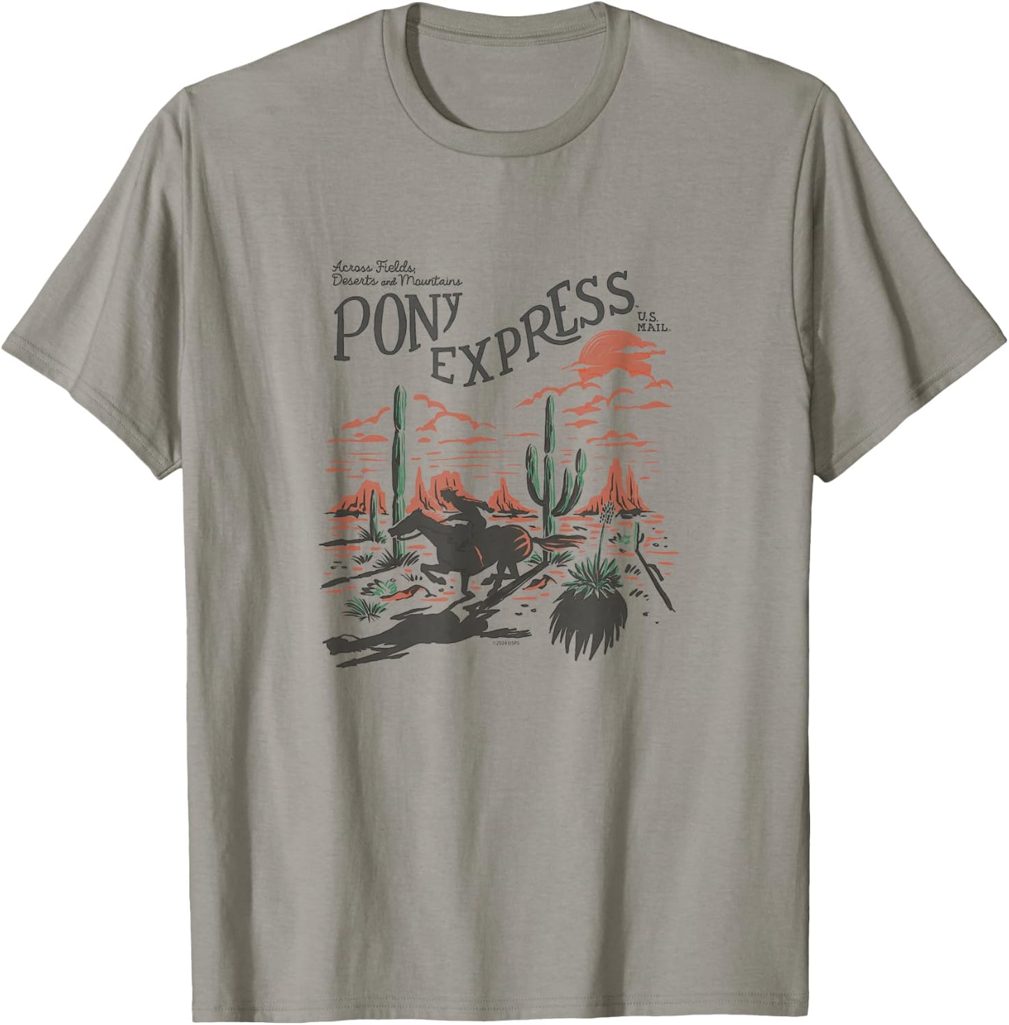 USPS - Pony Express Across Fields, Deserts, and Mountains T-Shirt - T-Shirt | Sand