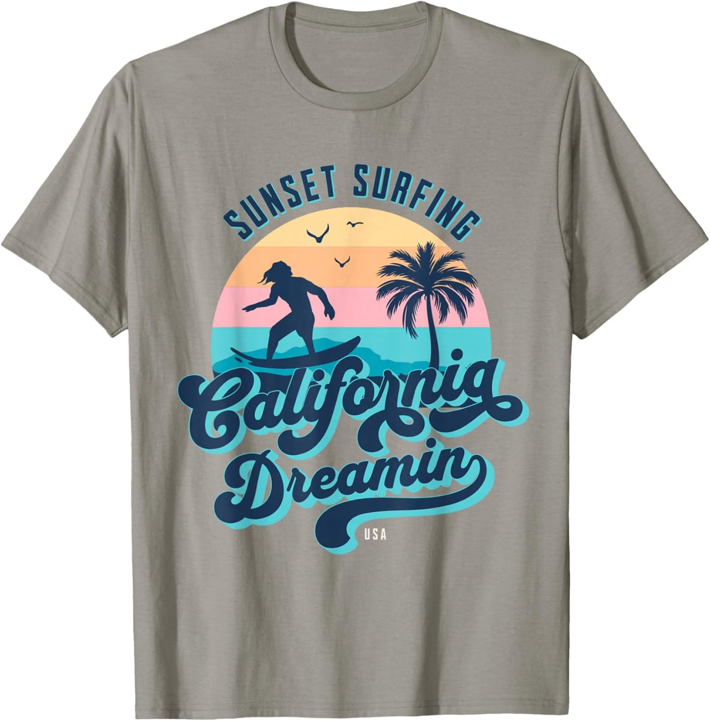 Sunset Surfing California Dreamin USA Surfer T-Shirt - T-Shirt | Sand