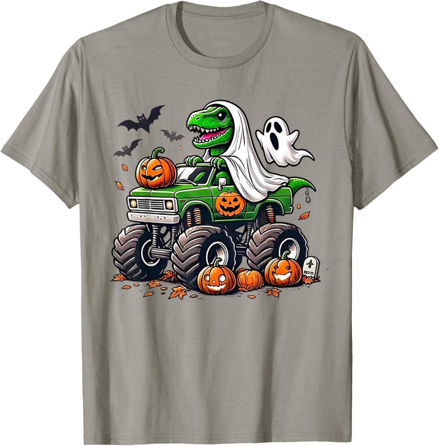 Orange Halloween Shirt Boys Toddler Kids Ghost Shirts T Rex T-Shirt - T-Shirt | Sand