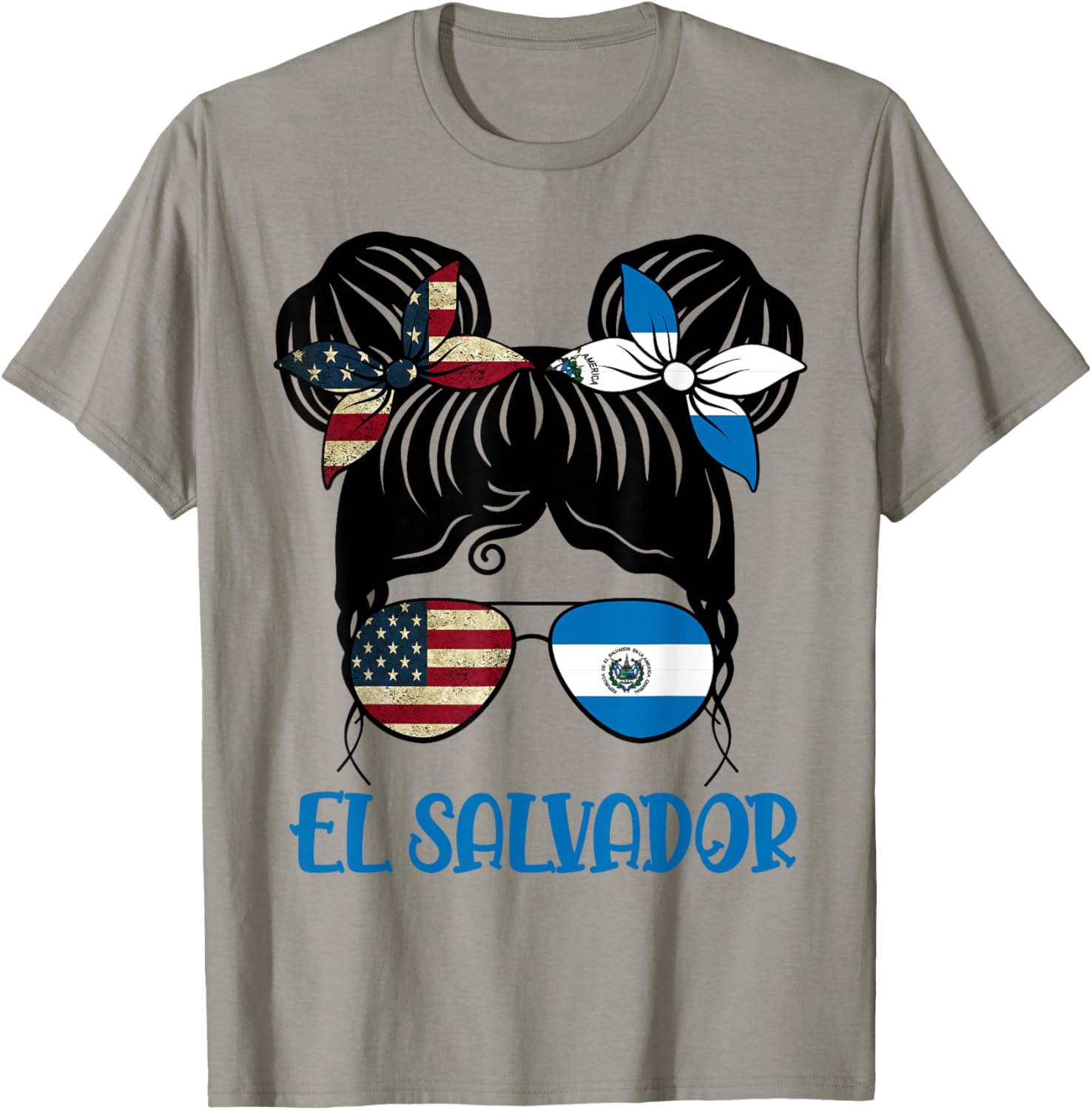 Half American Half Salvadorian Girl USA El Salvador Flag kid T-Shirt - T-Shirt | Sand