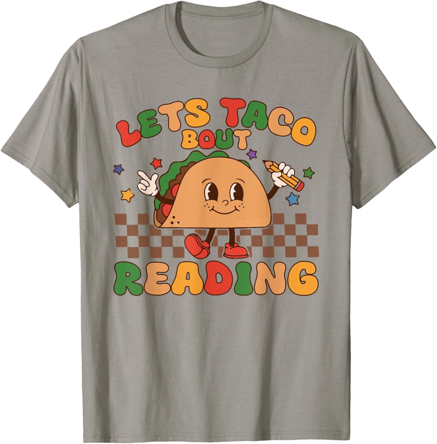 Lets Taco Bout Reading Back To School Science Teacher Groovy T-Shirt - T-Shirt | Sand