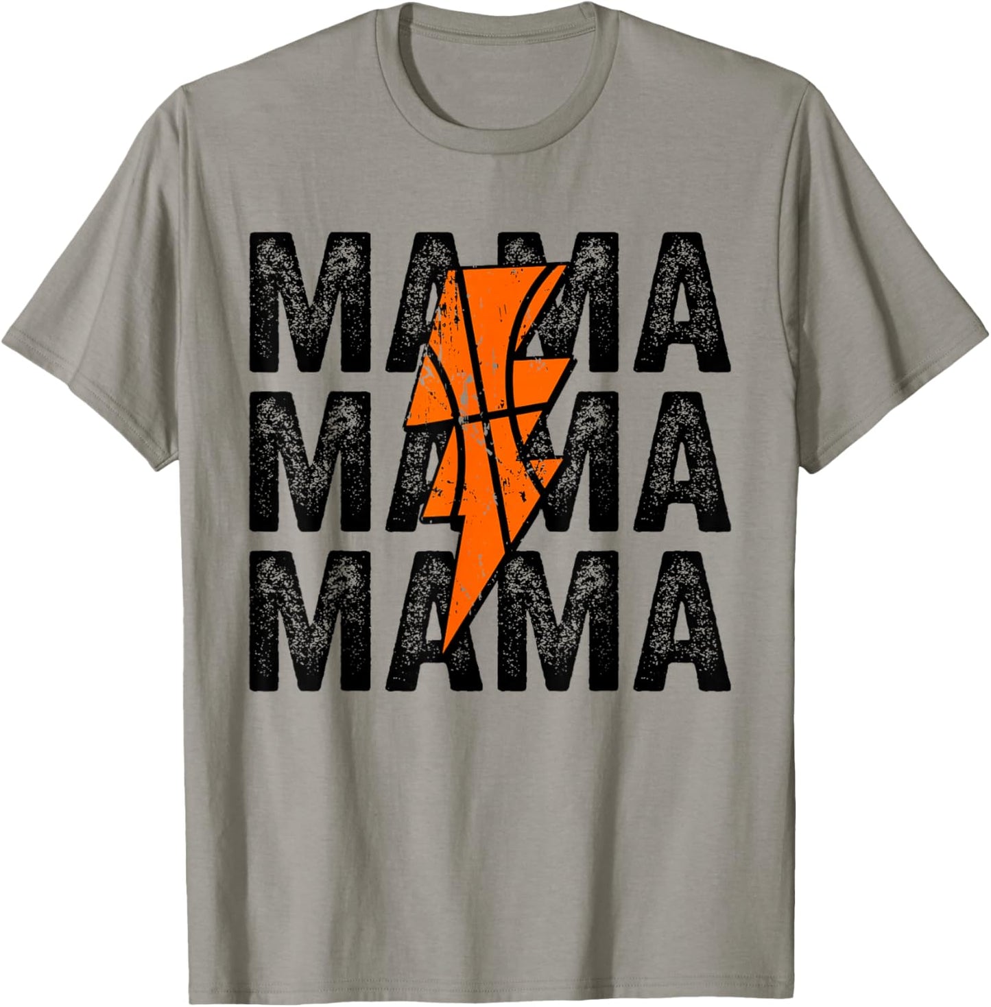 Basketball Mama Distressed Lightning Bolt Mom T-Shirt - T-Shirt | Sand