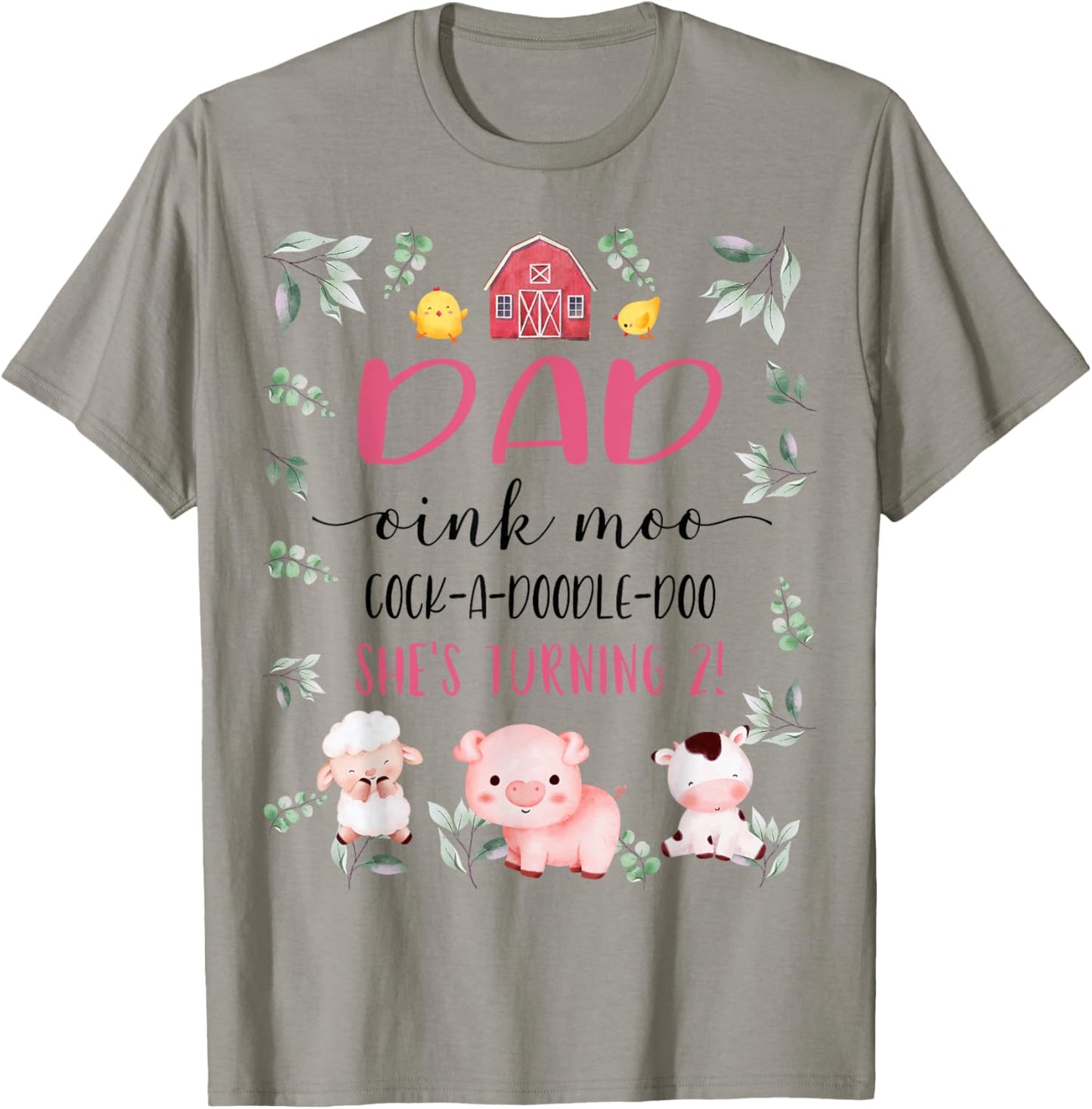Dad Daddy 2nd Birthday Oink Moo Cockadoodle Doo Second Bday T-Shirt - T-Shirt | Sand