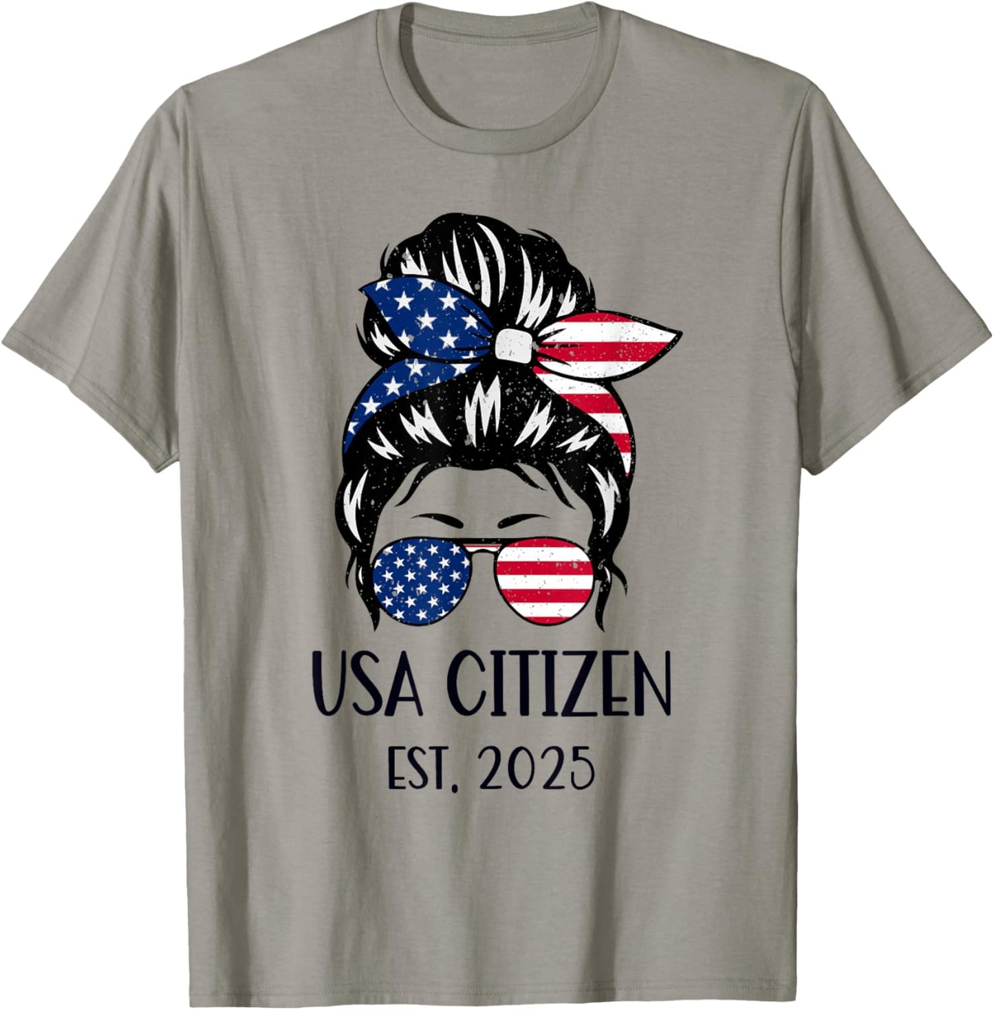 US Citizen Est 2025 New Citizenship American USA Girl 2025 T-Shirt - T-Shirt | Sand