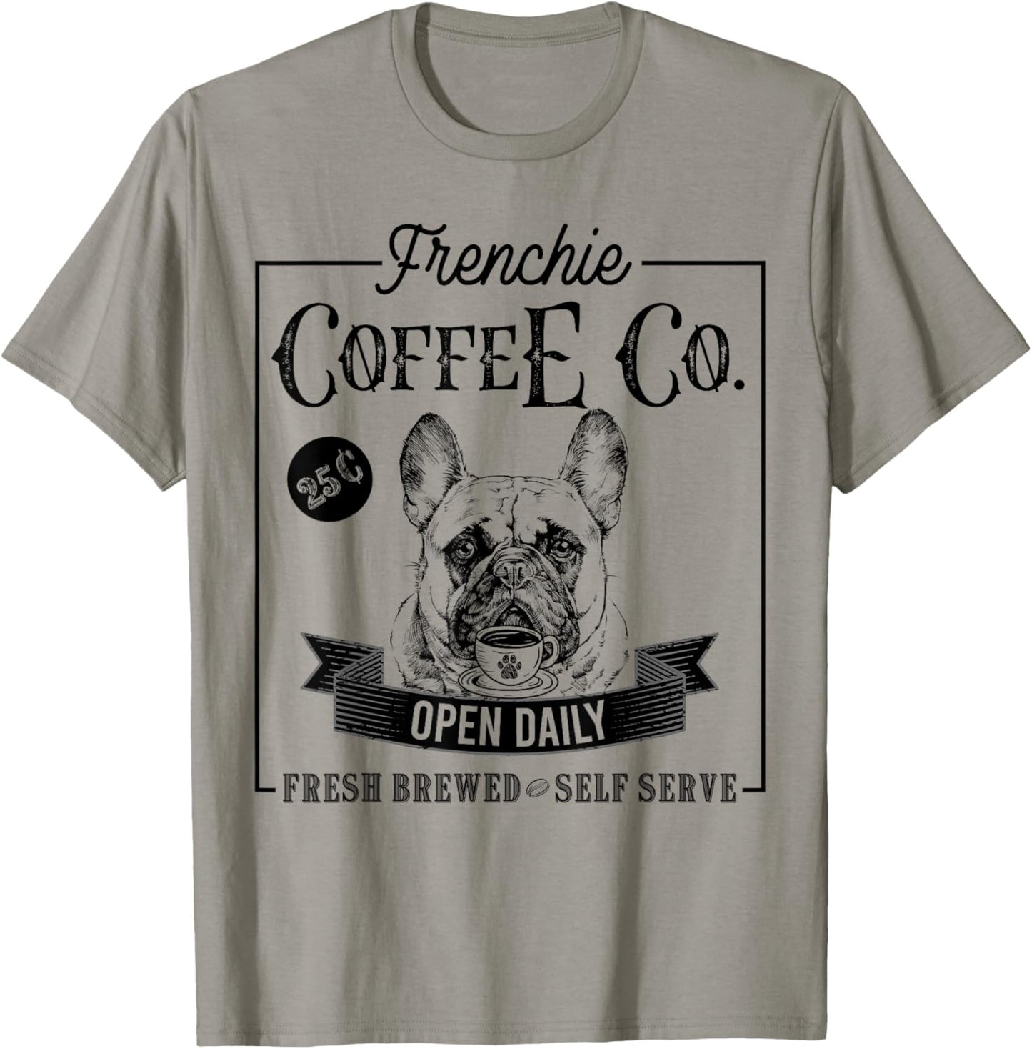 Retro French Bulldog Coffee Funny Dog Mom Coffee Lover Men Women Girls Kids T-Shirt - T-Shirt | Sand
