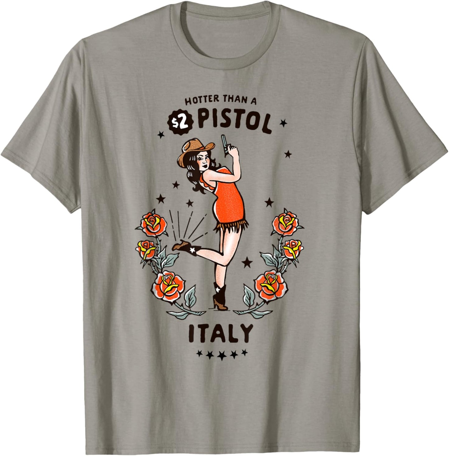 Cute Vintage Italy Cowgirl: Italian Spaghetti Western Cowboy T-Shirt - T-Shirt | Sand
