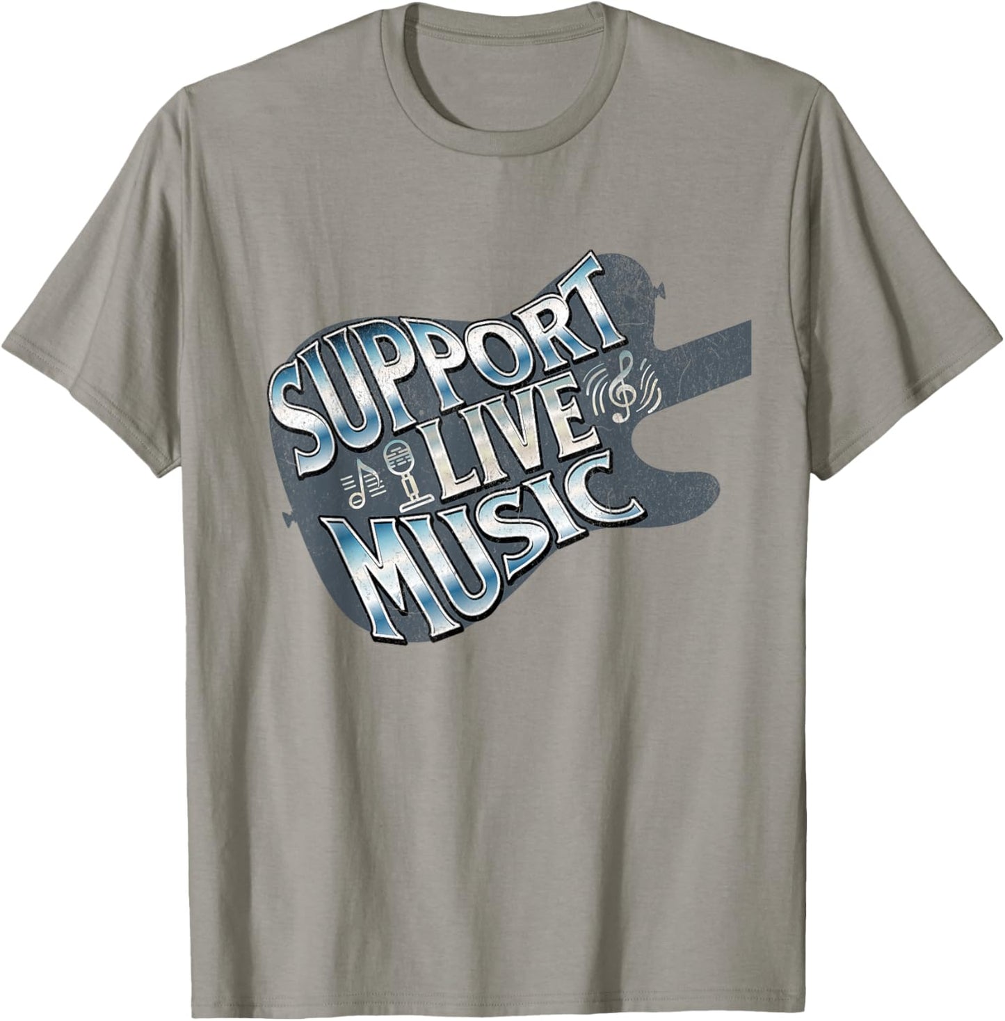 Support Live Music Live Band Concert Lover Live Music T-Shirt - T-Shirt | Sand