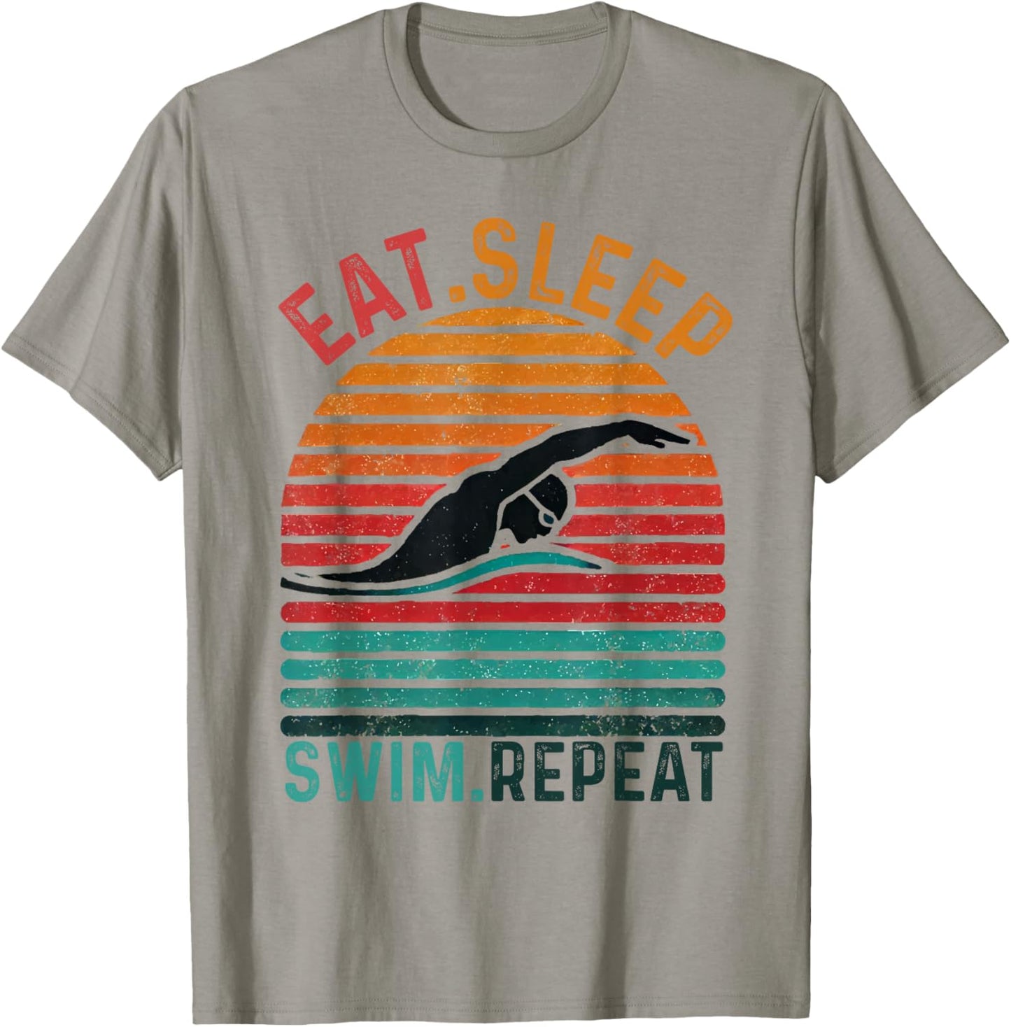 Eat Sleep Swim Repeat Funny Retro Vintage Swimming Swimmer T-Shirt - T-Shirt | Sand