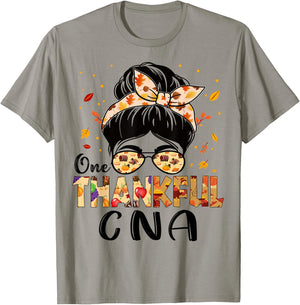 CNA Certified Nursing Assistant Thankful Thanksgiving Fall T-Shirt - T-Shirt | Sand