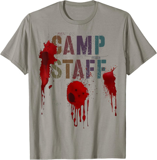Funny Halloween CAMP STAFF Bloody Counselor Nurse I'm Fine T-Shirt - T-Shirt | Sand