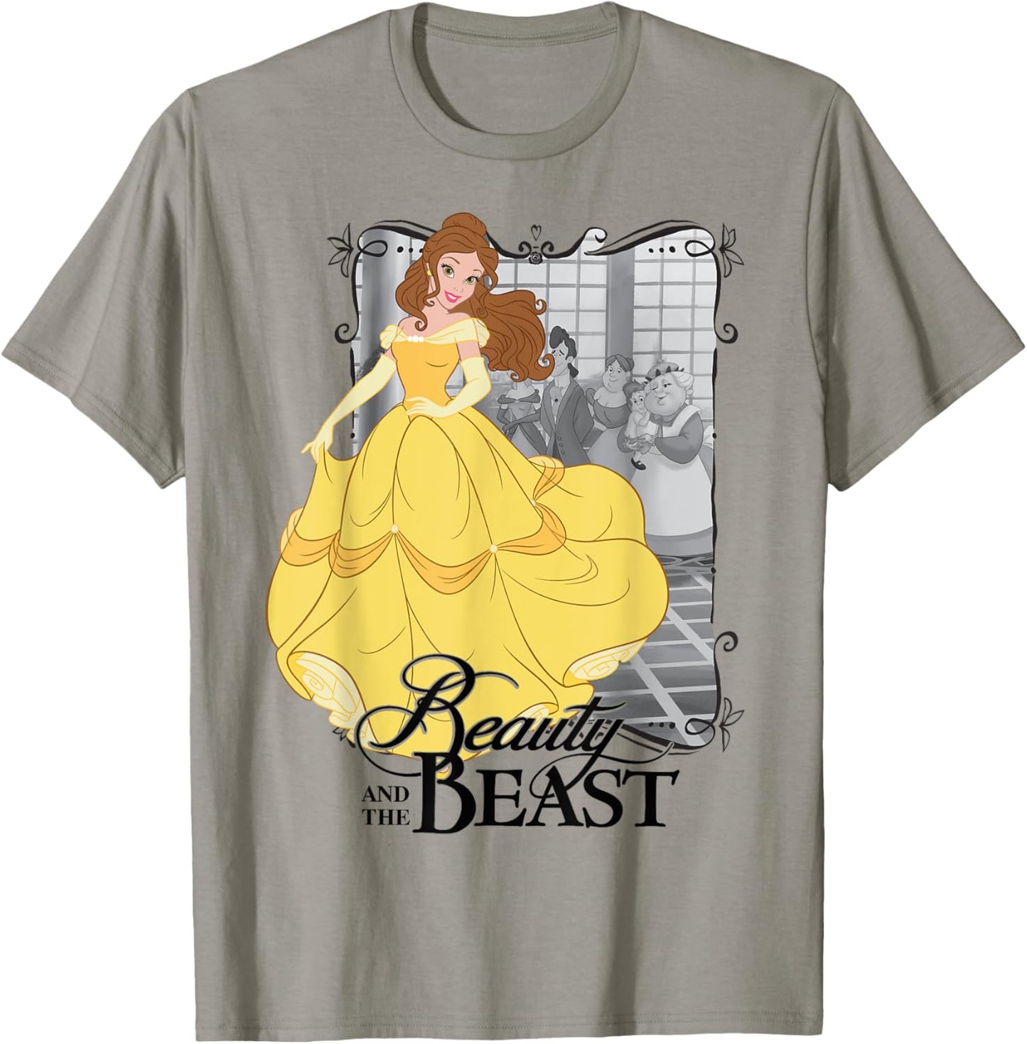 Disney Beauty and the Beast Graphic , grey, S T-Shirt - T-Shirt | Sand