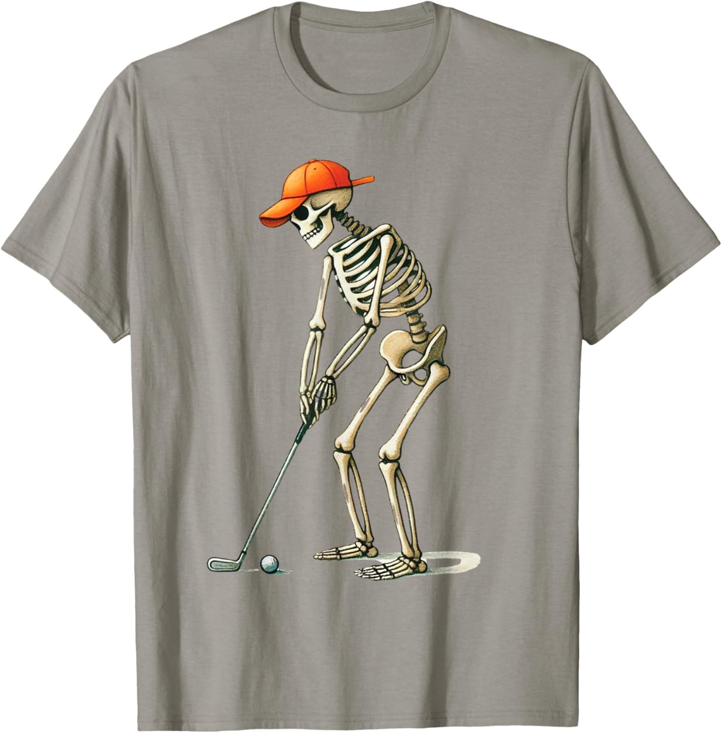 Skeleton Golf Halloween Golfer Golf Player Funny Men Dad T-Shirt - T-Shirt | Sand