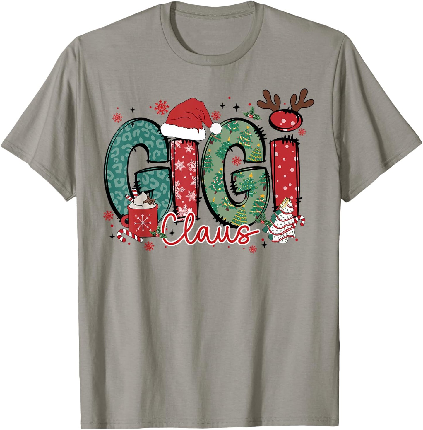 Gigi Claus Christmas Pajama Santa Claus Family Matching T-Shirt - T-Shirt | Sand