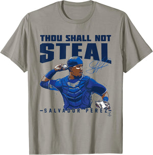 Salvador Perez Thou Shall Not Steal - Apparel T-Shirt - T-Shirt | Sand