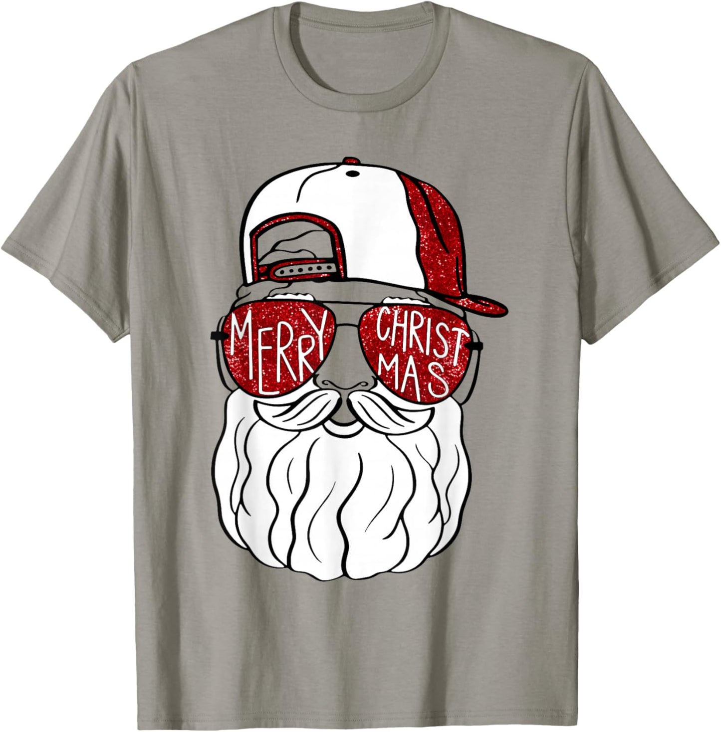 Santa Face Christmas Sunglasses Xmas Family Matching T-Shirt - T-Shirt | Sand