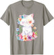cat with flowers cute cats forest kitten animal daughter Women Girls Kids T-Shirt - T-Shirt | Sand