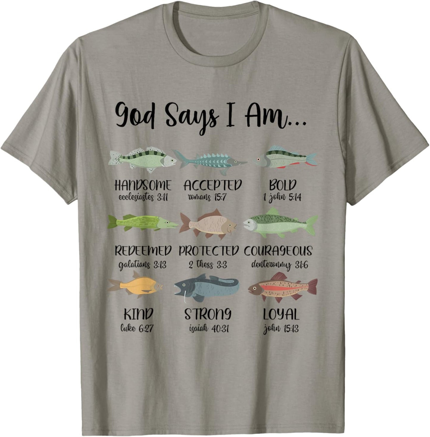 God Says I Am, Jesus And Fishing, Fish Christian Religious T-Shirt - T-Shirt | Sand