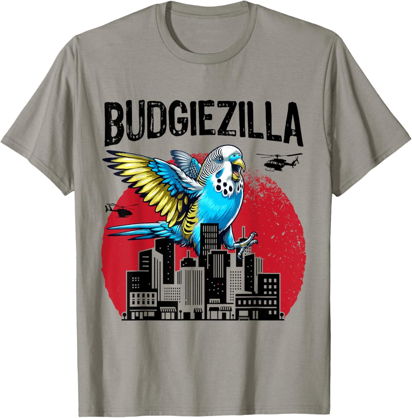 Budgiezilla Funny Parakeet Budgie Budgerigar Bird Lover T-Shirt - T-Shirt | Sand