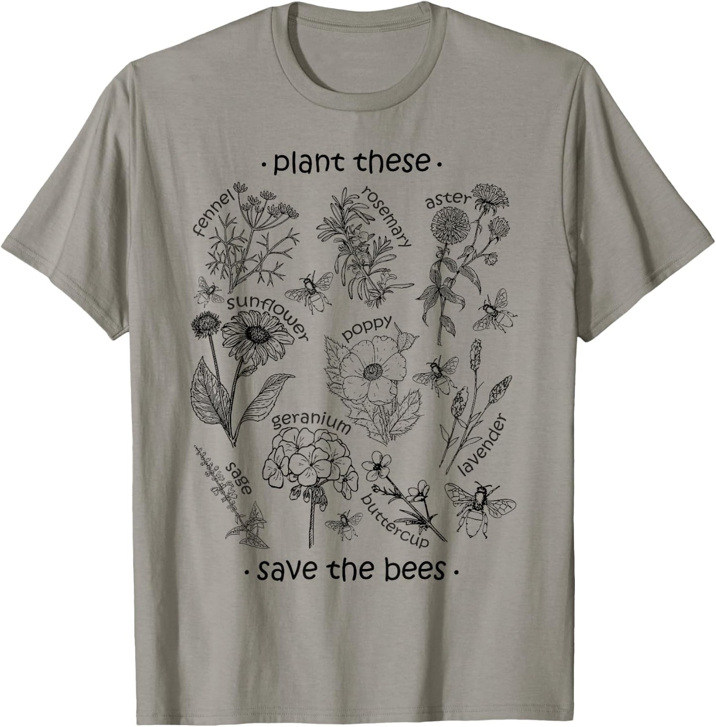 Plant These Save The Bees Shirt T-Shirt - T-Shirt | Sand