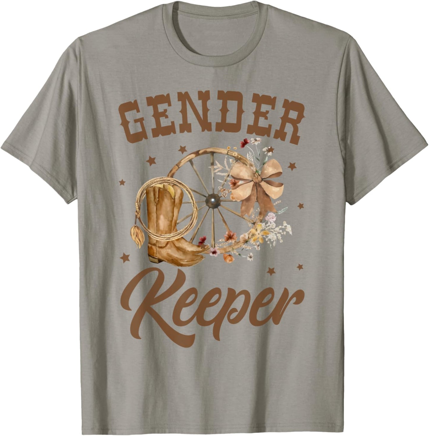 Boots or Bows Gender Reveal Decorations Keeper of the Gender T-Shirt - T-Shirt | Sand