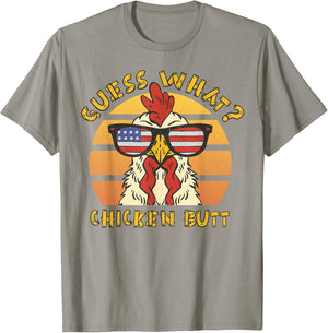 Funny Guess What? Chicken Butt Design T-Shirt - T-Shirt | Sand