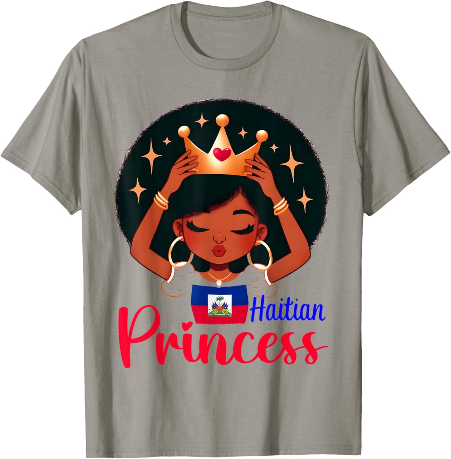 Haitian Princess Haiti Flag Melanin for Black Girls Kids T-Shirt - T-Shirt | Sand