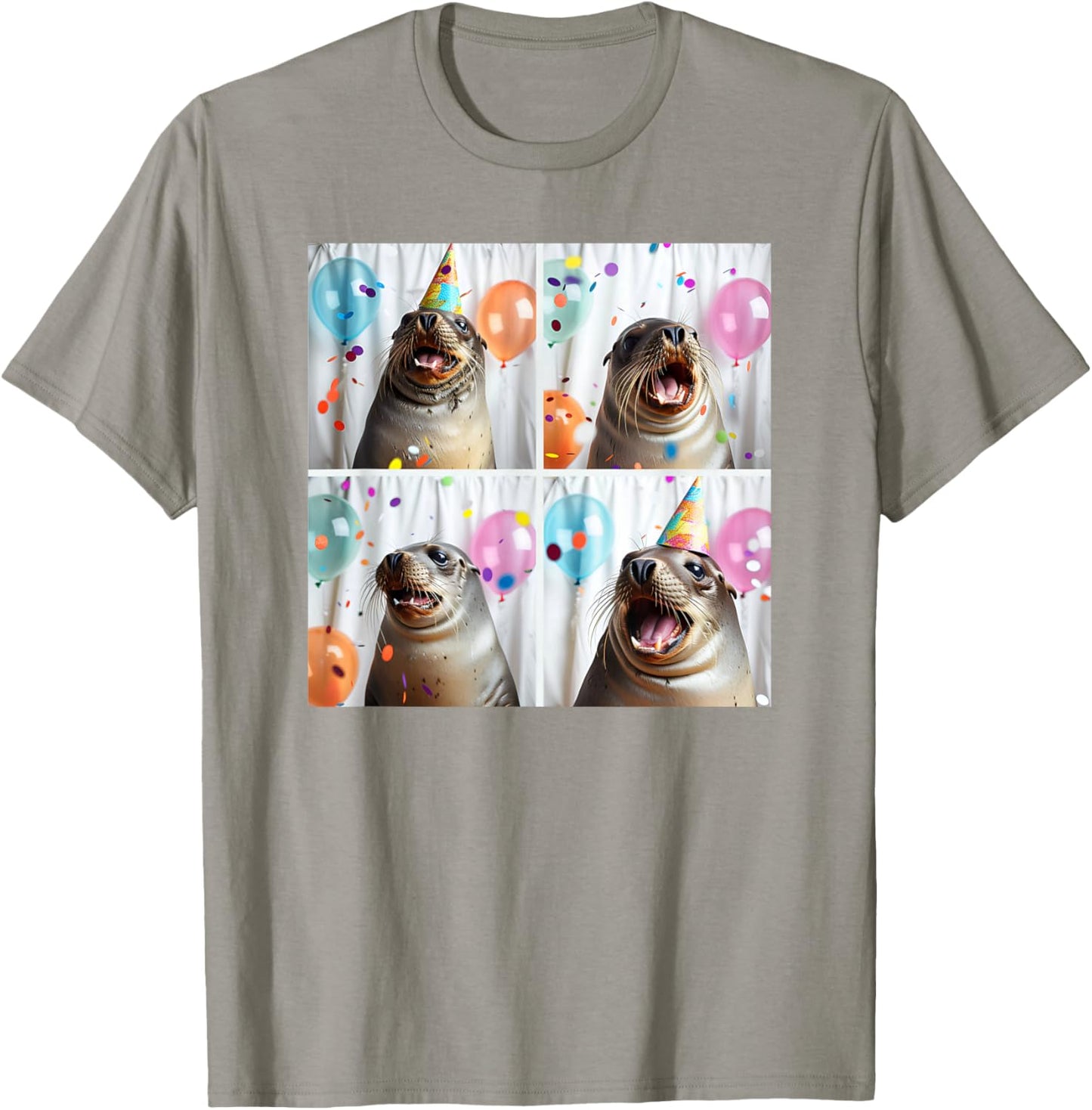 Seal Face Party Hat Ocean Seal Lover Funny Harbor Seal Pup T-Shirt - T-Shirt | Sand