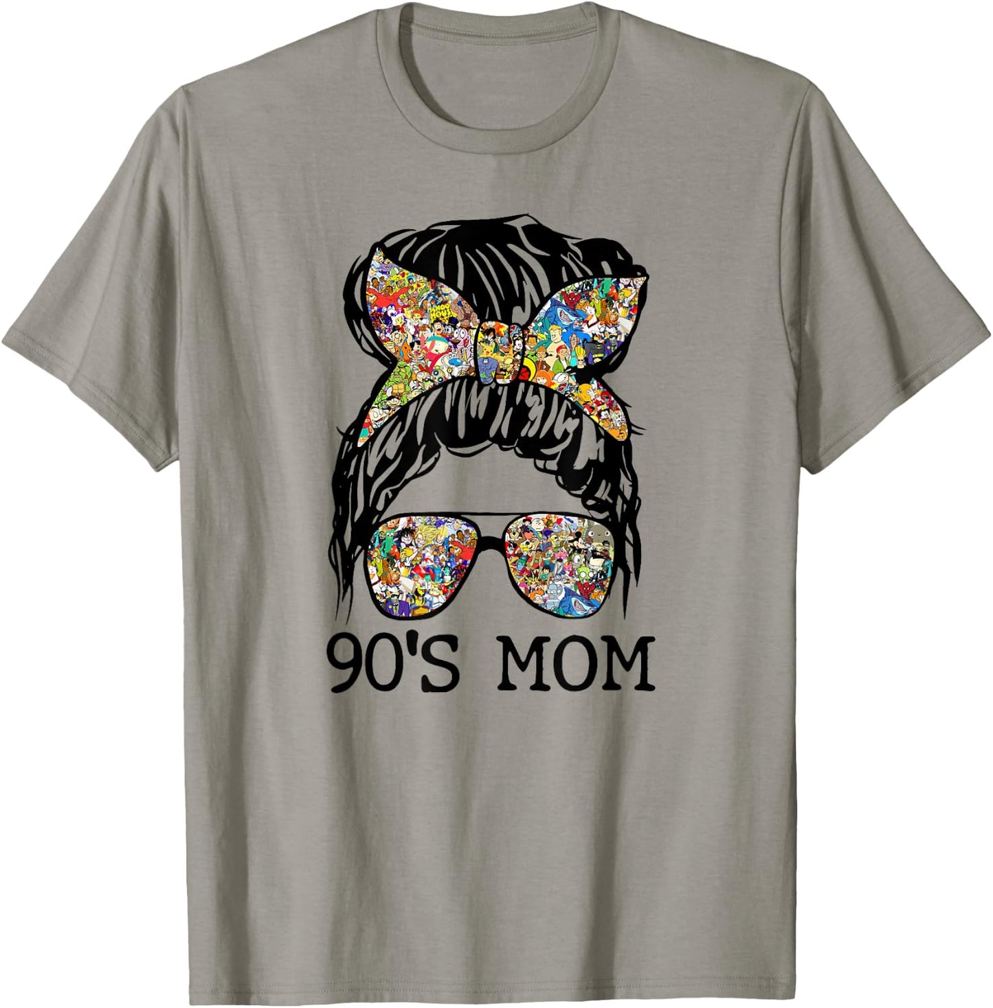 90's Mom Mama Momlife Mother's Day Present Mommy Messy Bun T-Shirt - T-Shirt | Sand