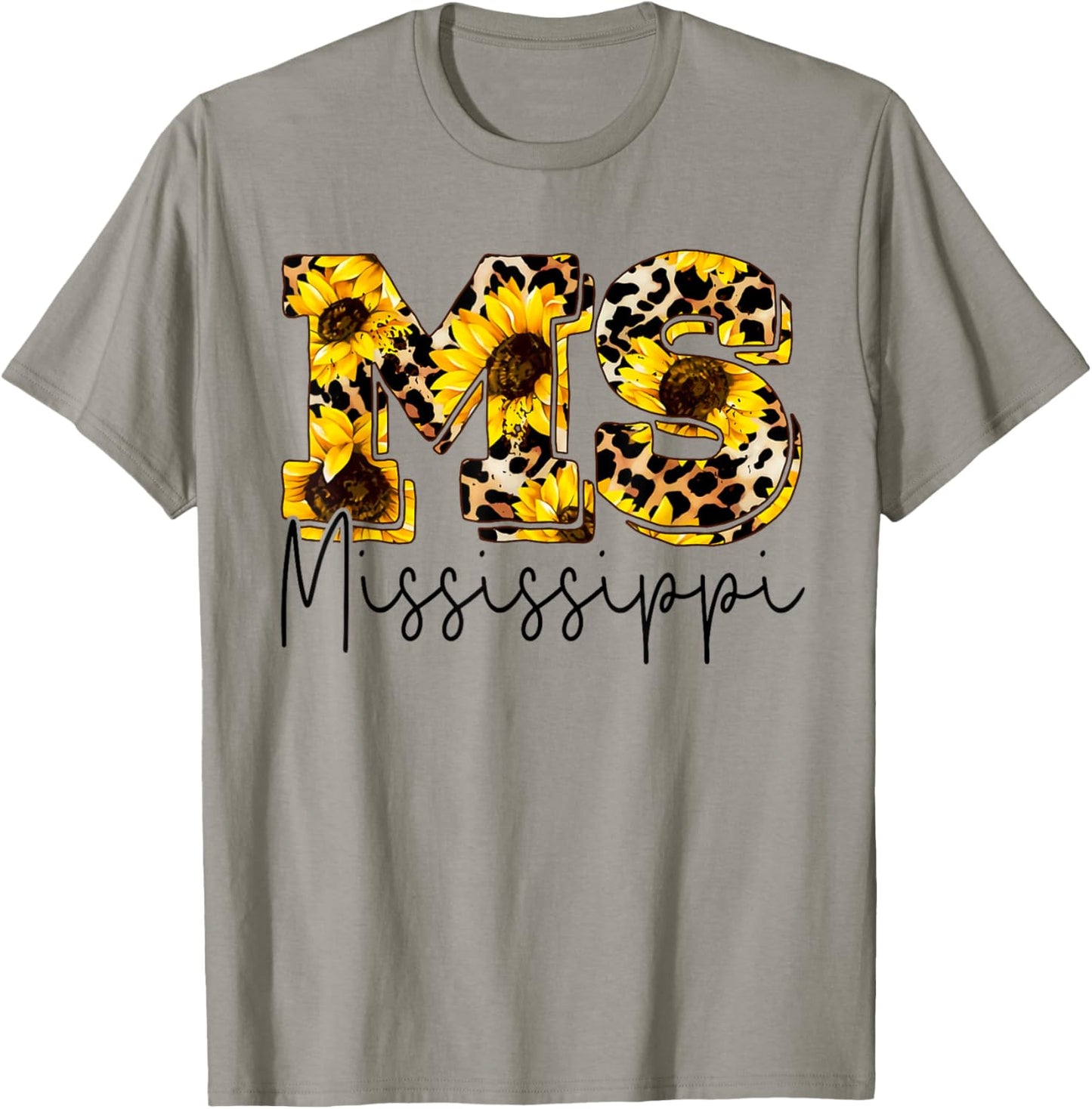 Mississippi Sunflower Leopard Print Gift T-Shirt - T-Shirt | Sand