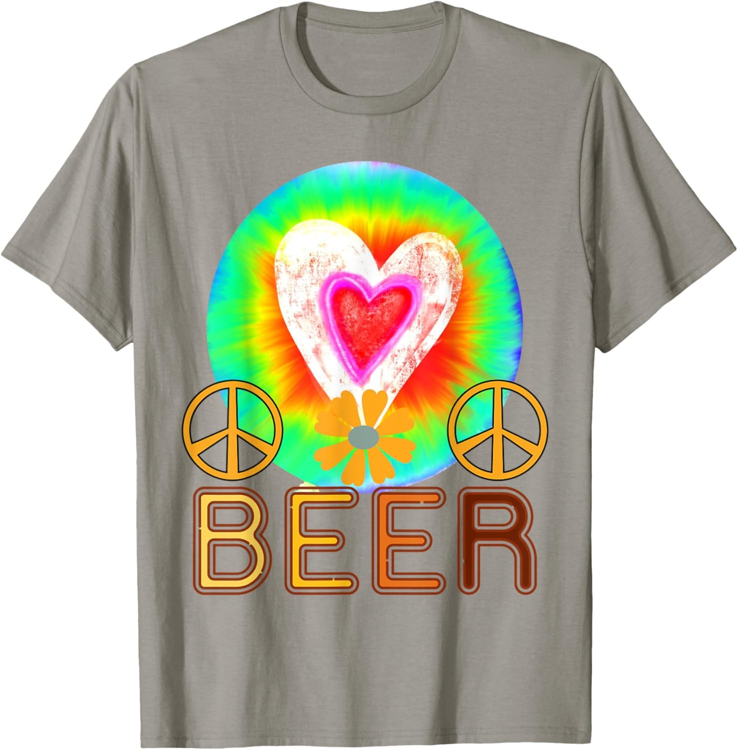 Peace Love Beer Hippie Gifts,Beer Love ,Tie Die Beer T-Shirt - T-Shirt | Sand