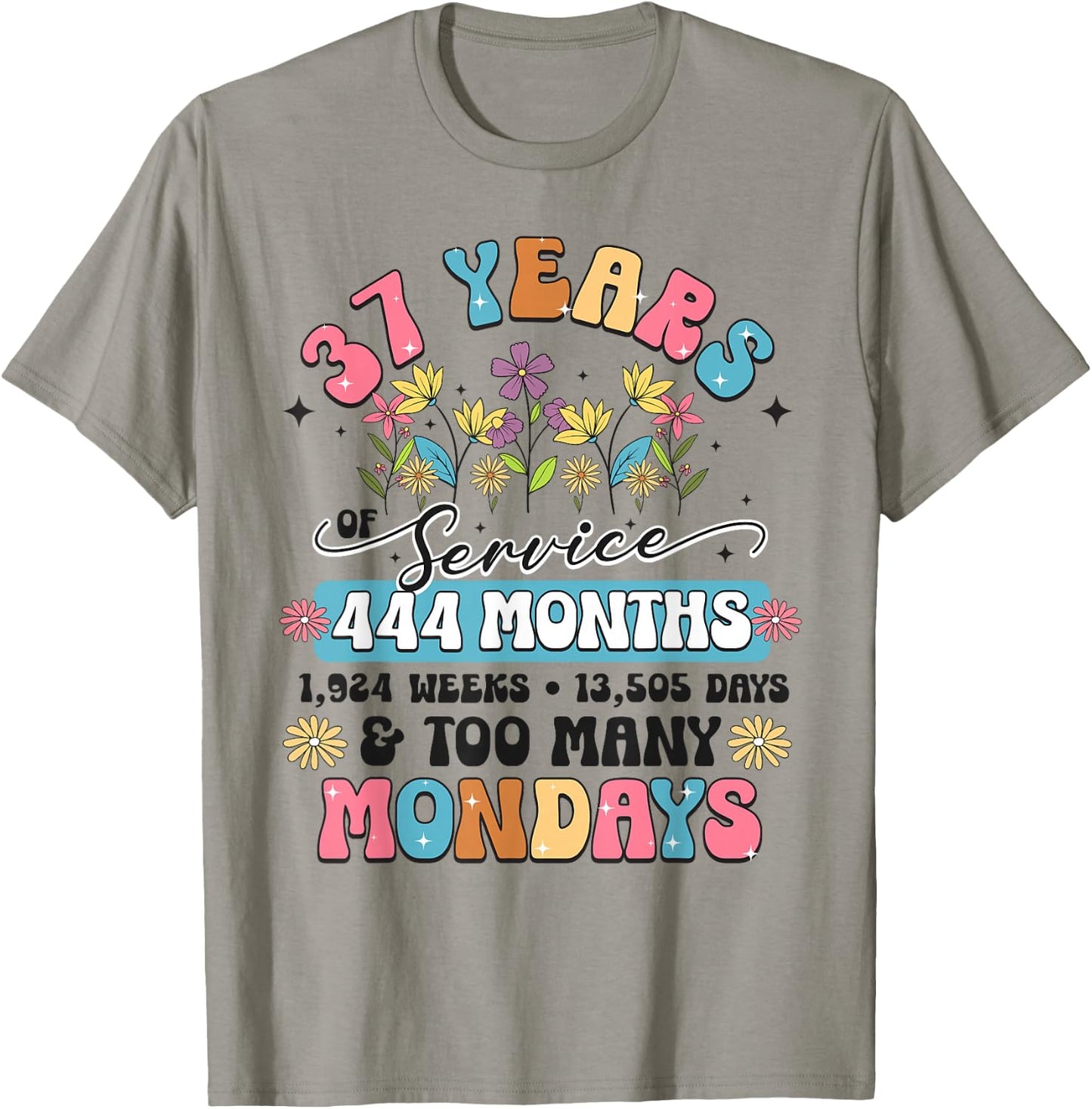 37 Years of Service Funny 37th Work Anniversary Retirement T-Shirt - T-Shirt | Sand
