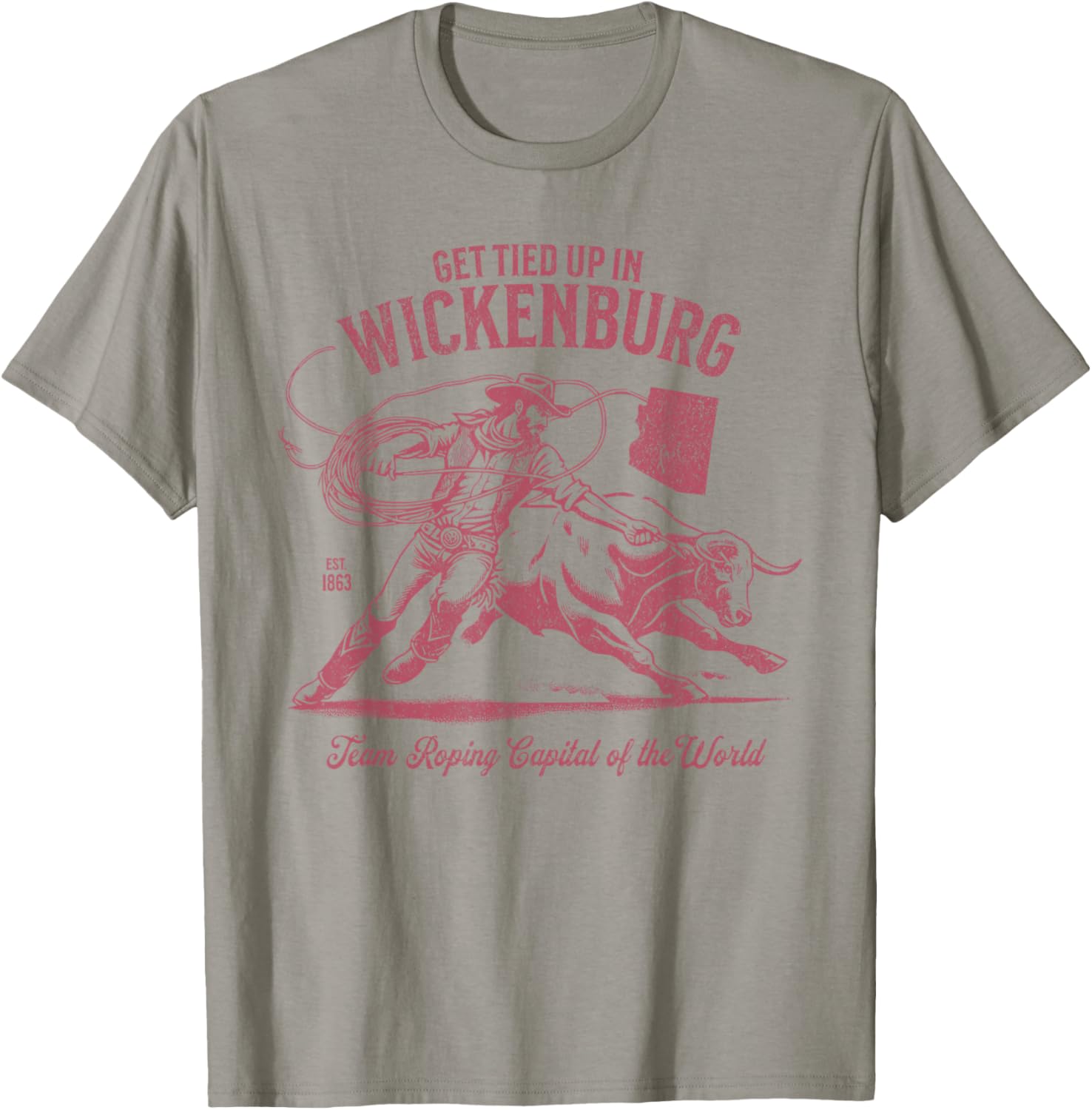 Wickenburg Arizona Team Roping Capital of the World Cowboy T-Shirt - T-Shirt | Sand