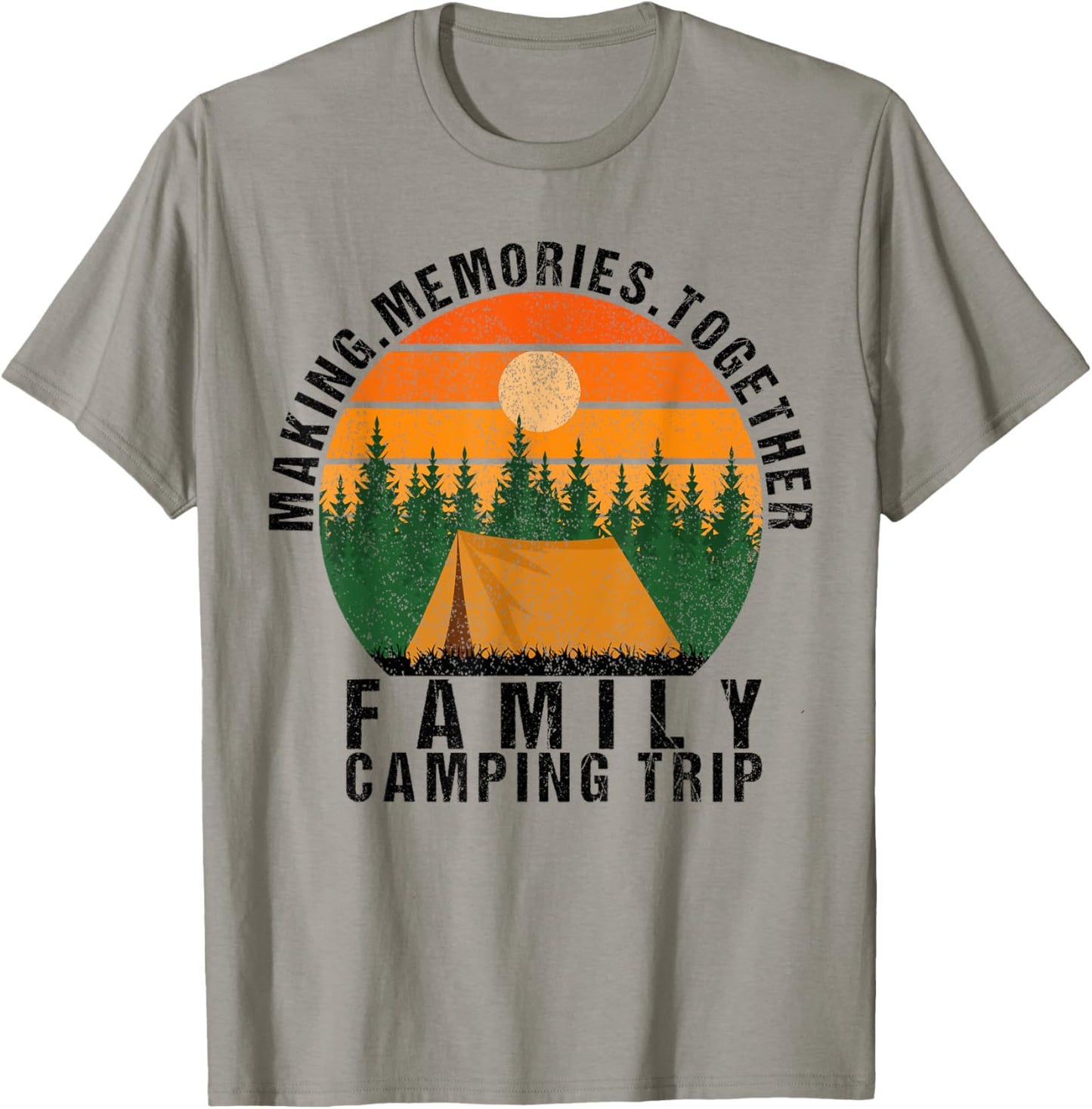 Vintage Camper Camp Family Camping Trip 2025 Women Men Kids T-Shirt - T-Shirt | Sand