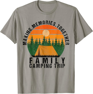 Vintage Camper Camp Family Camping Trip 2025 Women Men Kids T-Shirt - T-Shirt | Sand
