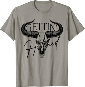 Getting Hitched Team Bride Western Cowgirl Bachelorette T-Shirt - T-Shirt | Sand