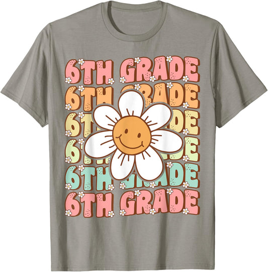 Groovy 6th Grade Back To School First Day of Sixth Grade T-Shirt - T-Shirt | Sand