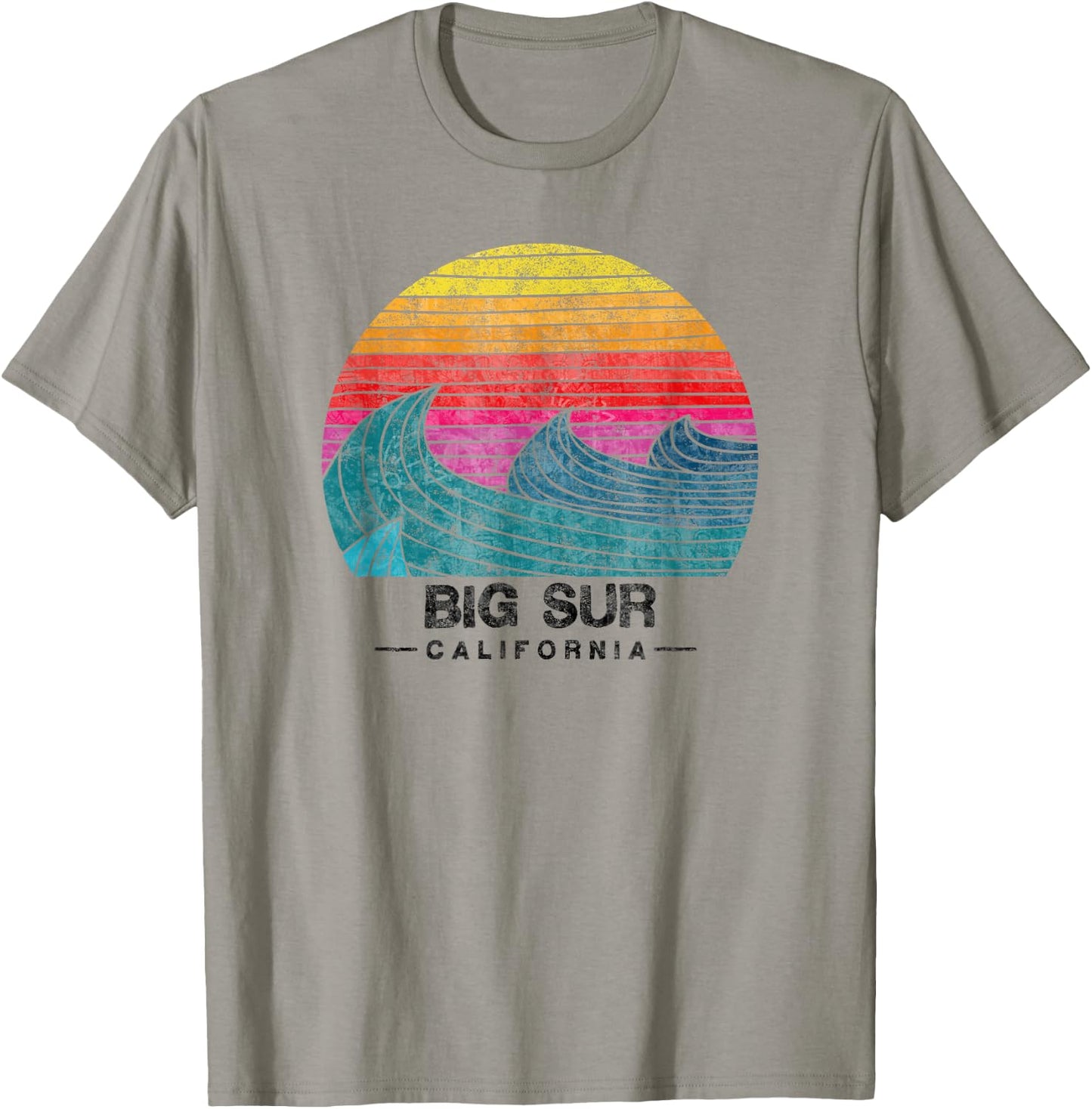 Big Sur Surfing Waves Beach Retro Cali Sunset Surf T-Shirt - T-Shirt | Sand