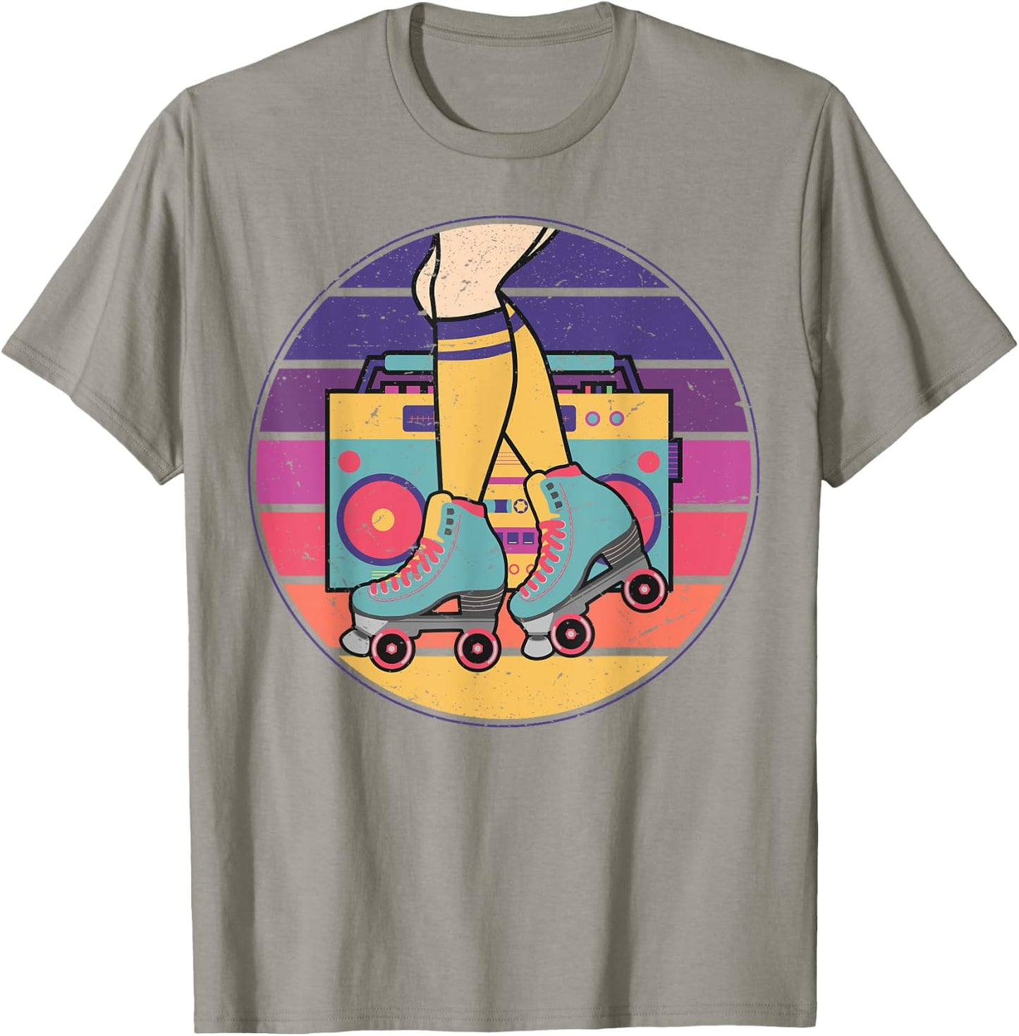 Roller Girl Skate Radio Skating Disco Retro 70s/80s T-Shirt - T-Shirt | Sand