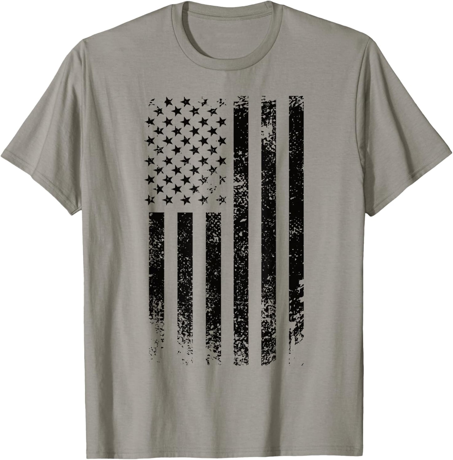 Patriotic USA Black American Flag Distressed Grunge Graphic T-Shirt - T-Shirt | Sand
