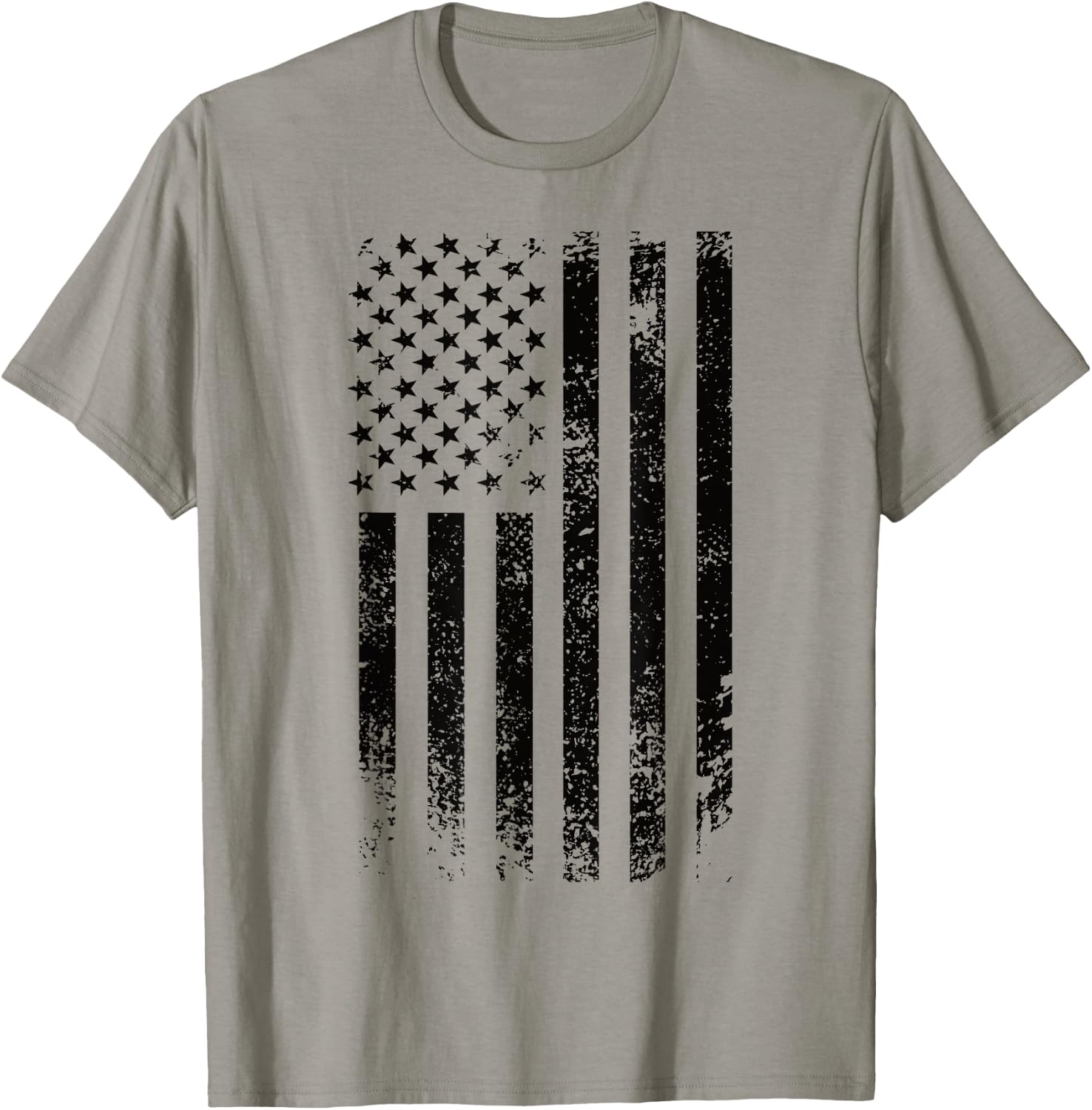 Patriotic USA Black American Flag Distressed Grunge Graphic T-Shirt - T-Shirt | Sand