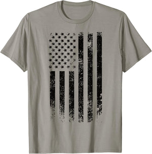 Patriotic USA Black American Flag Distressed Grunge Graphic T-Shirt - T-Shirt | Sand