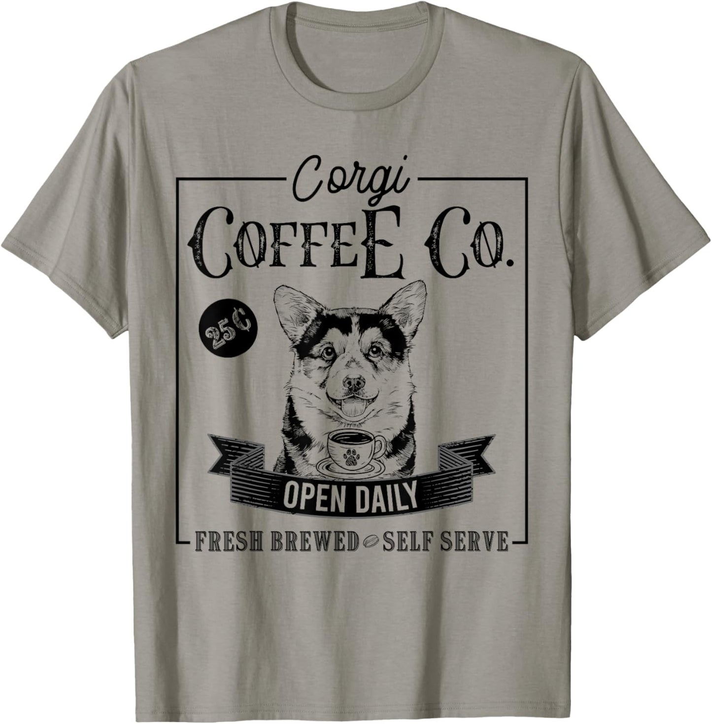 Retro Pembroke Welsh Corgi Coffee Funny Dog Mom Coffee Lover T-Shirt - T-Shirt | Sand