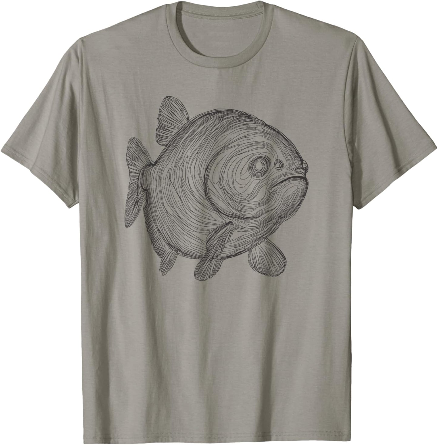 Line Art Piranha Piranhas T-Shirt - T-Shirt | Sand
