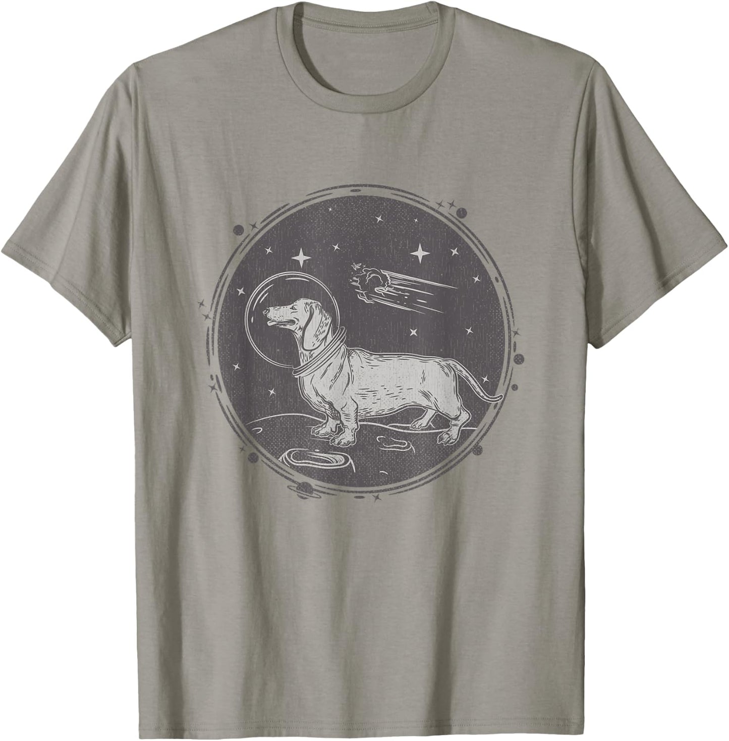 Dachshund Dog In Space Retro Dachshund T-Shirt - T-Shirt | Sand